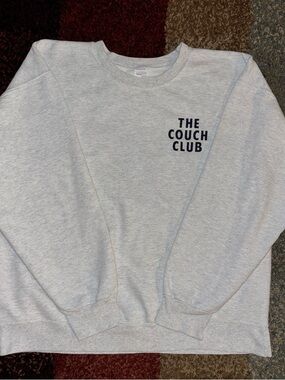The Couch Club Sweatshirt Large Gray Crewneck Graphic Streetwear Minimalist